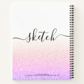 Rainbow Pink Glitzer Girly Ombre Sketchbook Name Notizblock (Rückseite)