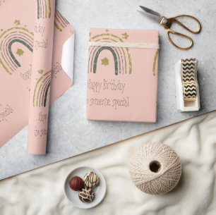 Rainbow Pink Gold Happy Geburtstag Jemand Besonder Geschenkpapier