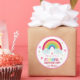Rainbow Pink Gold Herz Valentinstag Runder Aufkleber