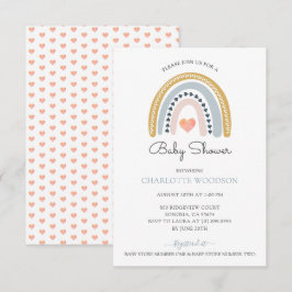 Rainbow Pink Heart Baby Dusche Einladung