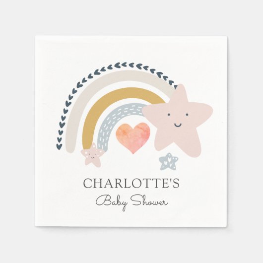 Rainbow Pink Heart Girl Baby Dusche Serviette (Vorderseite)