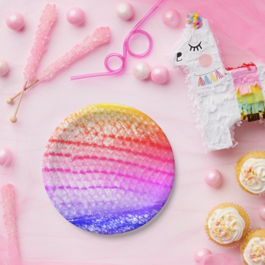 Rainbow Pink Lila Fischskala 4Janine Pappteller (Party)