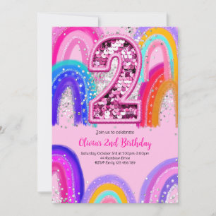 Rainbow Pink Party Einladung