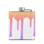 Rainbow Pink Peach Sparkone Glitzer Tropfen Monogr Flachmann (Rückseite)