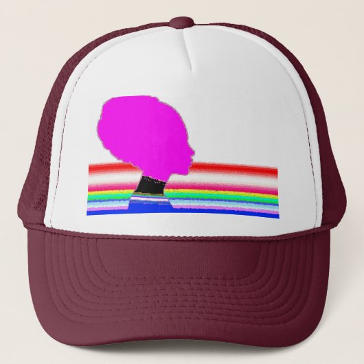 Rainbow Pink Profile – Pop Art Trucker Cap Truckerkappe (Vorderseite)
