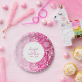 Rainbow Pink Stripes Floral Geburtstag Pappteller (Party)