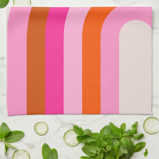 Rainbow Pink und Orange Boho Arch Geschirrtuch (Gefaltet)