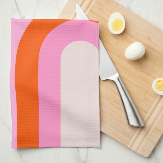 Rainbow Pink und Orange Boho Arch Geschirrtuch (Viertel Falte)