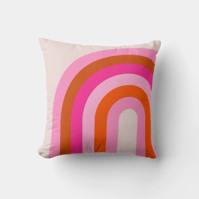 Rainbow Pink und Orange Boho Arch Kissen (Vorderseite)
