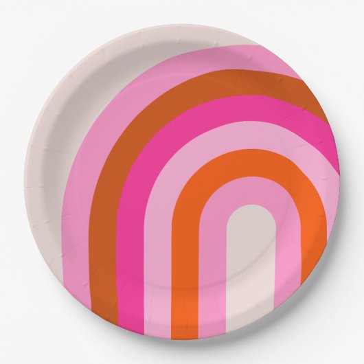 Rainbow Pink und Orange Boho Arch Pappteller (Vorderseite)