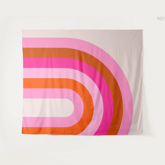 Rainbow Pink und Orange Boho Arch Wandteppich (Vorderseite (Horizontal))