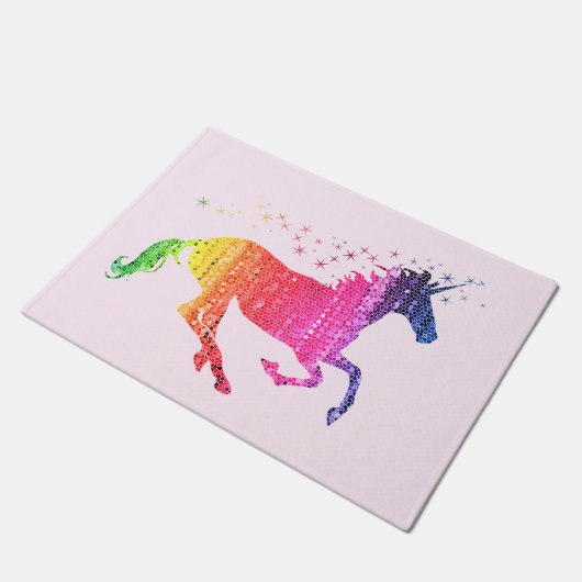 Rainbow Pink Unicorn Fußmatte (Schrägansicht)