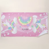 Rainbow Pink Unicorn Strandtuch (Vorderseite)