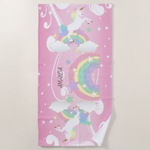 Rainbow Pink Unicorn Strandtuch