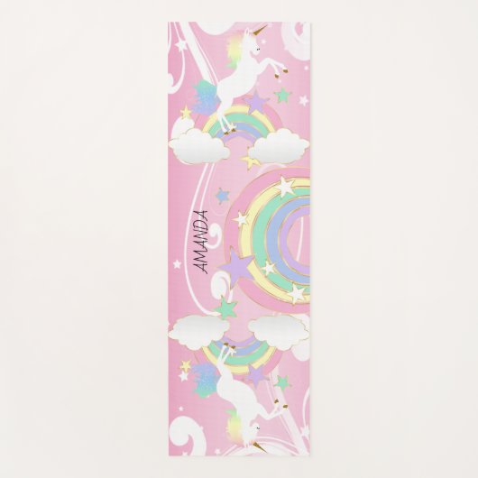 Rainbow Pink Unicorn Yogamatte (Vorderseite)