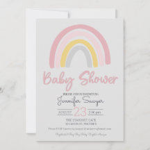 Rainbow Pink Yellow Gray Baby Dusche Einladung