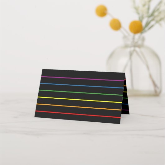 Rainbow Pinstripe Pride Wedding | PLATZKARTE (Rückseite)
