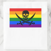 Rainbow Pirate Rechteckiger Aufkleber (Tasche)