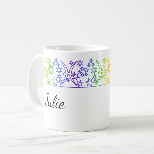 Rainbow Pisces Star Sign Personalisierte Mug Kaffeetasse (Vorderseite Links)
