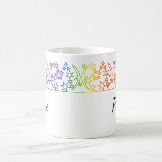 Rainbow Pisces Star Sign Personalisierte Mug Kaffeetasse (Mittel)