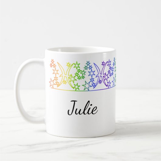 Rainbow Pisces Star Sign Personalisierte Mug Kaffeetasse (Links)