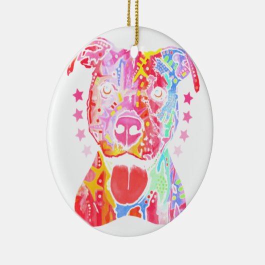 Rainbow Pitbull Keramik Ornament (Rechts)