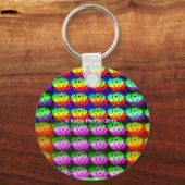 Rainbow Pixel Eyes Schlüsselanhänger (Vorderseite)