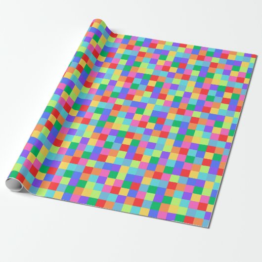 Rainbow Pixel farbenfrohe, helle Geschenkwrap Geschenkpapier (Ungerollt)