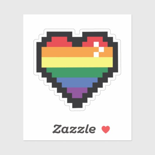 Rainbow Pixel Heart Aufkleber (Blatt)
