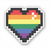 Rainbow Pixel Heart Aufkleber (Vorderseite)