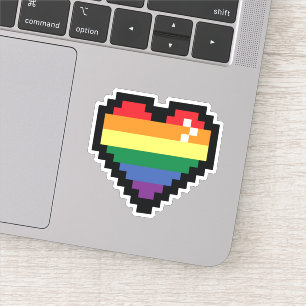 Rainbow Pixel Heart Aufkleber