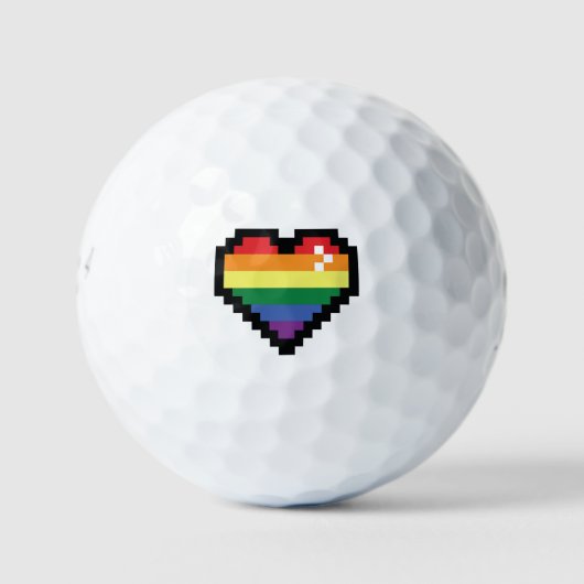 Rainbow Pixel Heart Golfball (Vorderseite)