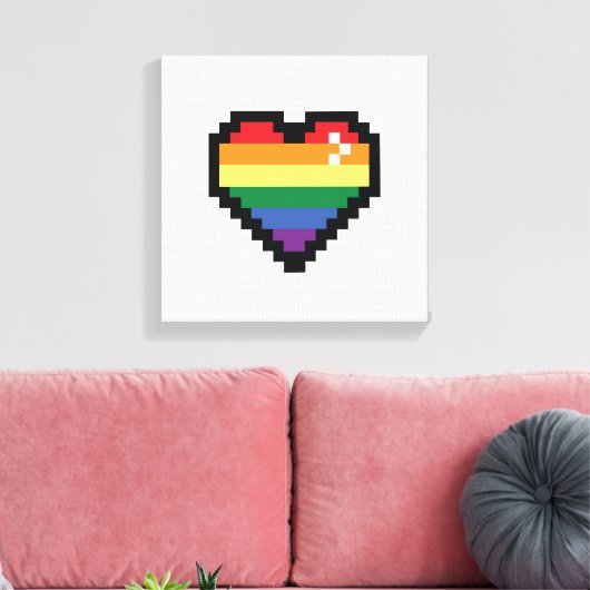 Rainbow Pixel Heart Leinwanddruck (Insitu (Wohnzimmer))