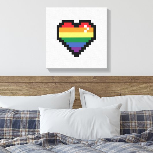 Rainbow Pixel Heart Leinwanddruck (Insitu (Schlafzimmer))