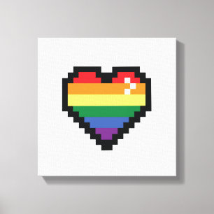 Rainbow Pixel Heart Leinwanddruck