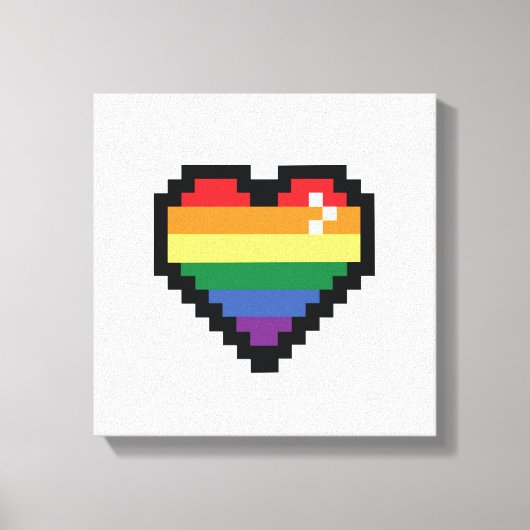 Rainbow Pixel Heart Leinwanddruck (Vorderseite)