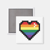 Rainbow Pixel Heart Magnet (Vorderseite/Rückseite)