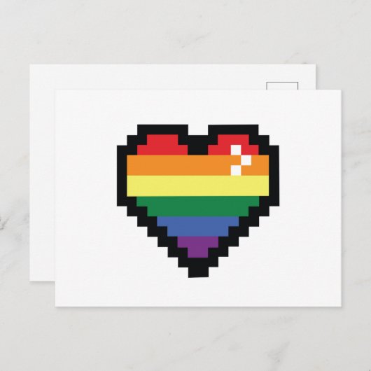 Rainbow Pixel Heart Postkarte (Vorne/Hinten)