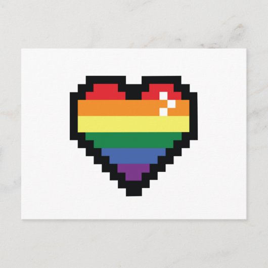 Rainbow Pixel Heart Postkarte (Vorderseite)