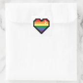 Rainbow Pixel Heart Quadratischer Aufkleber (Tasche)