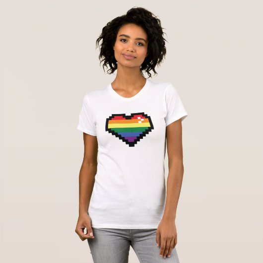 Rainbow Pixel Heart T-Shirt (Vorne ganz)