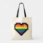 Rainbow Pixel Heart Tragetasche (Rückseite)