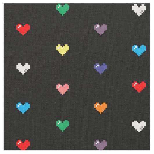 Rainbow Pixel Hearts von Sagan und Loki Stoff (Nahaufnahme)