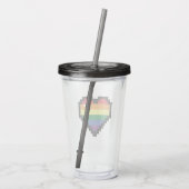 Rainbow Pixel Herz Acryltrinkbecher (Rückseite)