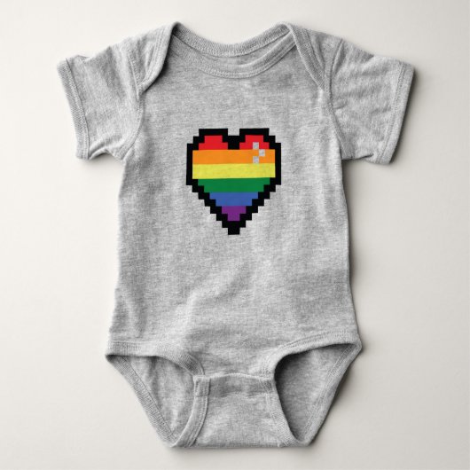 Rainbow Pixel Herz Baby Strampler (Vorderseite)