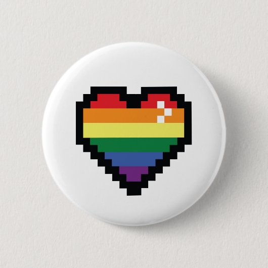 Rainbow Pixel Herz Button (Vorderseite)