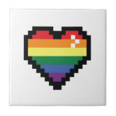 Rainbow Pixel Herz Fliese (Vorderseite)