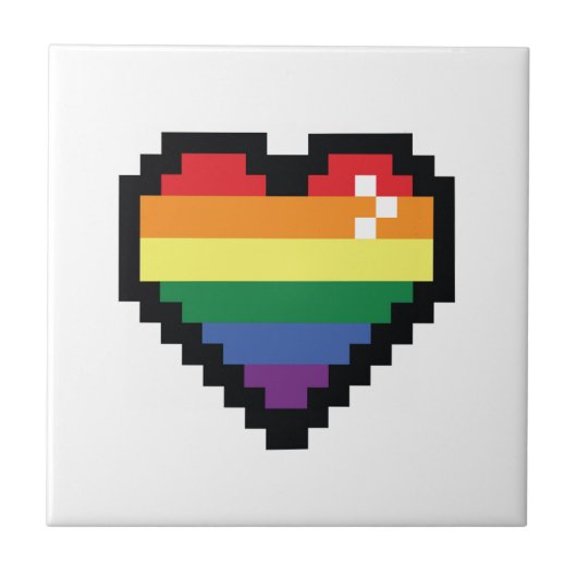 Rainbow Pixel Herz Fliese (Vorderseite)