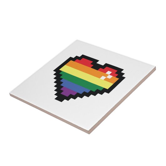 Rainbow Pixel Herz Fliese (Seite)
