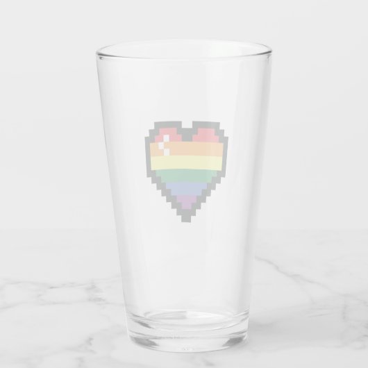 Rainbow Pixel Herz Glas (Rückseite)
